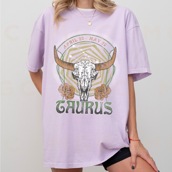 Comfort Colors Taurus Zodiac Astrology Celestial Graphic Tee - Picture 2 of 10